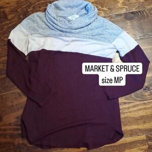 Market & Spruce Colorblock Cowl Neck Sweater